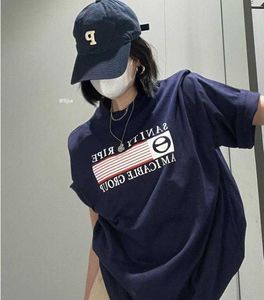 Le T-shirt des femmes vintage de lettre de style américain impriment la mi-longueur lâche à manches courtes