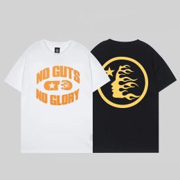 Amerikaanse T-shirtontwerper Hellish City Alphabet Print 100% katoenen trend T-shirtheren en dames eenvoudige casual ronde ronde nek anti-verknoopte kleding met korte mouwen