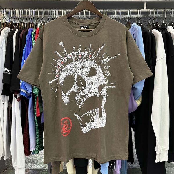 T-shirt américain T-shirt à tendance de la rue de la mode d'été pour le matériau de meilleure qualité Skull Rose Print T-shirt à manches courtes en vrac s'il vous plaît choisir la taille européenne S-xl