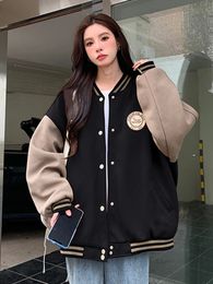 American Trend Cousing Baseball Uniforme Youth Broidered Veste lâche pour femme Lettre à rayures Collier Tépoute de vent de vent 240319