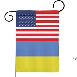 American Ucrania EE. UU. Amistad Bandera de jardín Nación regional Internacional País del mundo Área particular Decoración de la casa Banner JLB15413