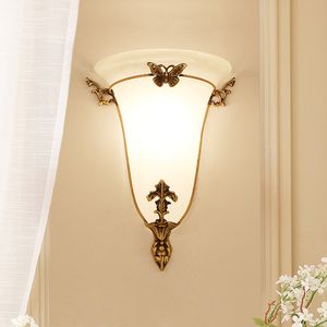 American Village Wandlampen Koper Glasverlichting Creatieve Woonkamer Beddensides Corridor Balcony Sconces