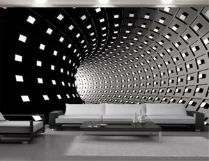 American Vintage 3D Fond d'écran White Square Expansion Space Tunnel Décoration intérieure Peinture Mural Fonds d'écran classiques Paper Wall6805511