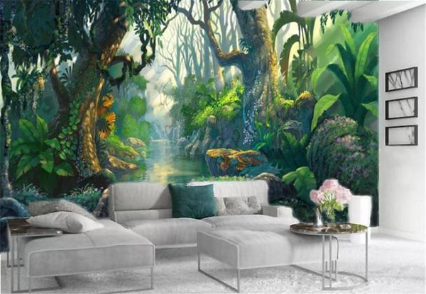 American Vintage Wallpaper European Tropical Rain Forest Scenic Hd Superior Interior Decorations Wallpaper5728505
