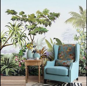 Amerikaanse wallpapers tropische tuin woonkamer dining tv achtergrond behang aangepast