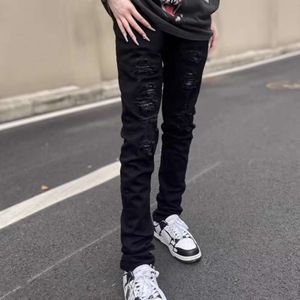 American Washed Distressed Jeans, heren lente en herfst rechte pijpen, losse lange broek in High Street Vibe Style