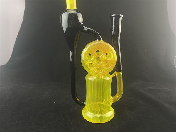 Tuyau de bong d'huile de cycle de verre jaune et noir américain joint de 18 mm bienvenue à la commande