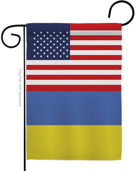 Americana Ukraine Drapeau de jardin de l'amitié américaine, nation régionale internationale, pays du monde, zone particulière, décoration de maison, bannière pour petite cour, cadeau double face