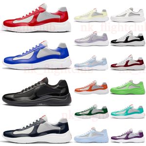 Americas Cup Chaussures de sport de luxe en plein air TOP Low Semelle en caoutchouc Mesh noir blanc bleu Chaussures de sport en cuir verni Hommes Femmes Mocassins Plates-formes Chaussures Entraîneur Jogging