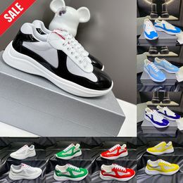 Americas Cup Designer Shoes For Men Luxury merken Sneakers Patent Leather Black Wit Geel Flats Plat-Forme Chaussure Walking Casual Trainers Pandas