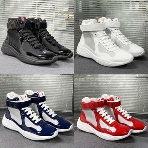 Americas Cup Sneakers Ontwerpers Heren Lakleer Schoenen Mesh Nylon Runner Trainers Dames Hoge Top Casual Schoenen Outdoor Training Schoenen Met Doos NO53