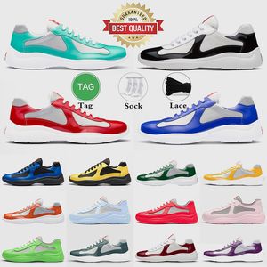 Americas Cup Soft Caoutchouc Tissu Sneaker Designer Hommes Casual Chaussures En Cuir Verni Plat Baskets Basses Baskets Mesh America pour Hommes Baskets Jogging Grande Taille 38-46