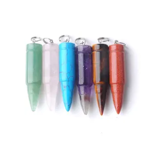 Amethist Natural Stone Bullet Pendant voor sieraden maken DIY ketting Earring Accessoires Charm Gift Party Decor BN346