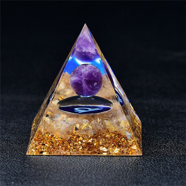 Améthyste Orgone Pyramide EMF Protection Quartz Reiki Méditation Orgonite Décor