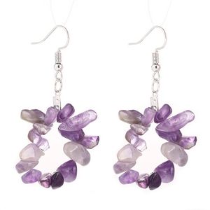 Boucles d'oreilles pendantes en pierre d'améthyste, simples, colorées, en perles de pierre naturelle, bijoux d'été pour femmes