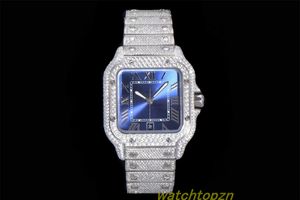 Reloj AMG 4555 acero diamantado aguja azul plateado espinela cristal de zafiro correa de acero relojes de diseño
