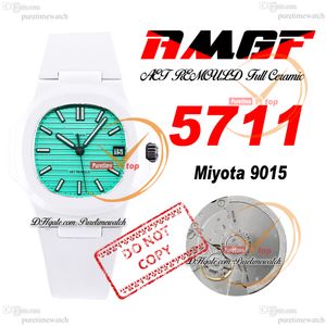 AMGF AET 5711 Miyota 9015 automatisch herenhorloge 40 mm witte keramische kast Biskaje groene getextureerde stick wijzerplaat rubber Super Edition horloges Reloj Hombre Puretime C3