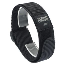 Amhuge 18 mm 20 mm 22 mm Hook Loop Nylon Sport Watch Band impermeable y al aire libre Correa con hebilla de plástico 240520