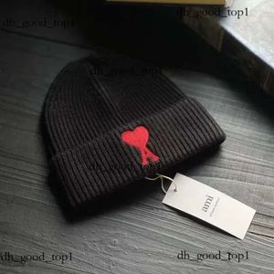 AMI tricot chapeau amour une broderie femme concepteur bonnet casquette en laine à bride chaud Couples Ski froid chapeau 216