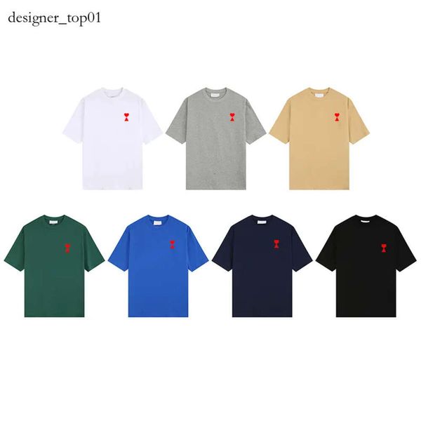 Ami Nuevas camisetas para hombre Camisas bordadas Hombres Mujeres Diseñador Pequeño corazón rojo Marca Moda de Ami Camiseta Diseño de moda Hombre S Camiseta casual Hombre Ropa amis paris