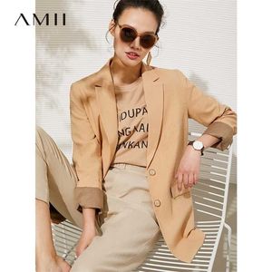 AMII Minimalism Herfstjassen en jassen voor vrouwen Elegante pak Office Lady Blazer Single Breasted Casual Jacket 6204 211122