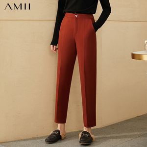 Amii Minimalisme Automne Hiver Causal Femmes Pantalons Mode Solide OLstyle Droit Ankel-longueur Femme Pantalon Pantalon 12070528 201111