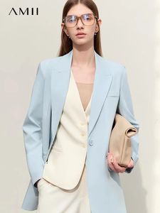 AMII Minimalisme Blazer pour les femmes coréen Sping Loose Office Lady Womens Jacket Fashion Black Solid Female Mabet 12321065 240517