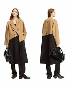 amii minimaliste 2023 hiver nouvelles femmes trench-coat lâche bureau dame col rabattu épissé angleterre style LG vestes 12353043 c6ON #