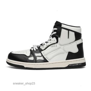 Amiiris 2024 Bone Fashion High Top Skel Zapatos versátiles genuinos Diseñador grueso Pequeño zapato blanco Skateboarding Zapatillas de deporte de cuero para hombre Empalme 1aea