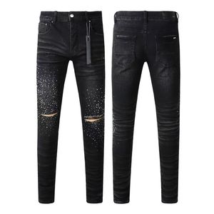 Amijeans Designer Jeans Mens Dames Pants Brand Jeans Summer Hole High Street Purple Retro rechte jeans denim gewassen oude jeans lang 28-40