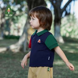 Amila Baby Boy T-shirt 2023 NOUVEAU COULEUR SPORTS CUPER COULEUR CONTRONTANT COULEUR POSTWORM POLO CHILTS LES VOITS ENFANTS 0-6Y L2405