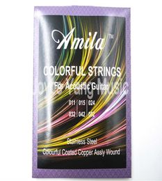 AMILA CAMBITAS COLORITAS ACOUSTIC Guitar Strings Colorido Aleación de cobre recubierto 1º Strings 011052 6122312