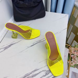 Amina 9,5 cm tacón claro mujer señora zapatillas de tacón alto zapatos de verano calzado de moda paquete de lujo AM2760