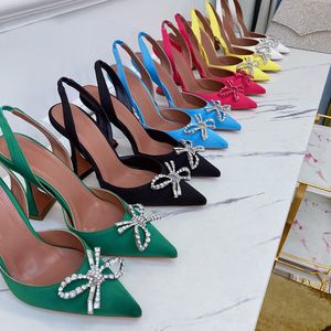 Amina Fashion sexy femmes sandales arc strass boucle décoration chaussures habillées sangle arrière 10CM talon femmes chaussures designer qualité sandale pointue