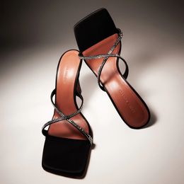 Amina muaddi adrIana Begum Mule slides Sandalen kruis Stiletto hak strass open teen schoenen dames Luxe designer sandaal fabrieksschoenen 10,5 cm Met doos