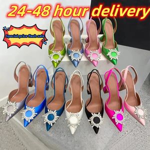 Amina Muaddi Begum 90mm Escarpins Slingback Femmes Escarpins Talons Hauts Talons Slingback Designer De Luxe Rosie Sling Talons Chaussures De Mariage De Fête 100% cuir véritable Semelle cutanée