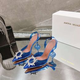 AMINA MUADDI Begum Crystal Embelliesd Pumps Chaussures Bouche à talons Sandals Sandals Designers de luxe pour femmes Dress Shoe Soiffure Slingback Strap Factory Footwear 349
