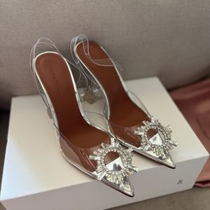 Amina muaddi Begum Escarpins en PVC ornés de cristaux chaussures bobine talons aiguilles sandales femme Chaussure habillée Soirée Argent Bleu Vert Orange