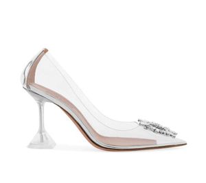 Amina Muaddi Begum CrystalEmbellished Clear PVC Tranzend pompen schoenen Spool Stiletto Heels Sandalen Dames Luxurys Designers Dress1111651