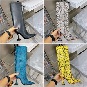 Amina Muaddi Begum talons aiguilles bottes hautes strass bout pointu en cuir bottes à pompons bottes à hauteur du genou chaussures de créateurs de luxe pour femmes chaussures d'usine taille 35-42