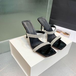 Amina Muaddi strass sandale talon décoration en cristal bout ouvert Slingback talons hauts mules pantoufles diapositives designer de luxe chaussures habillées chaussures de soirée