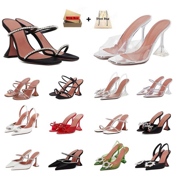Amina Muaddi Sandal Gilda Sandales Metal Unicorn Pumps Crystal Sobre décorative Chaussures robes 9 cm Chaussures de créateur de luxe