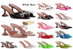 Amina Muaddi Sandals Designer Women Lupita Metallic Mules PVC TOP STRAP CHAMES FAMILES FAMILES CURVE CURVE CURDE