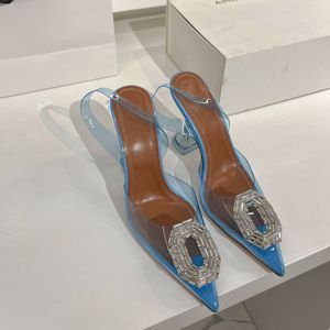 Sandales à talons hauts transparentes Amina, chaussures à nœud tournesol en cuir véritable PVC, série incontournable des fées, adaptées à toutes sortes de modèles d'usine de danse avec boîte à chaussures