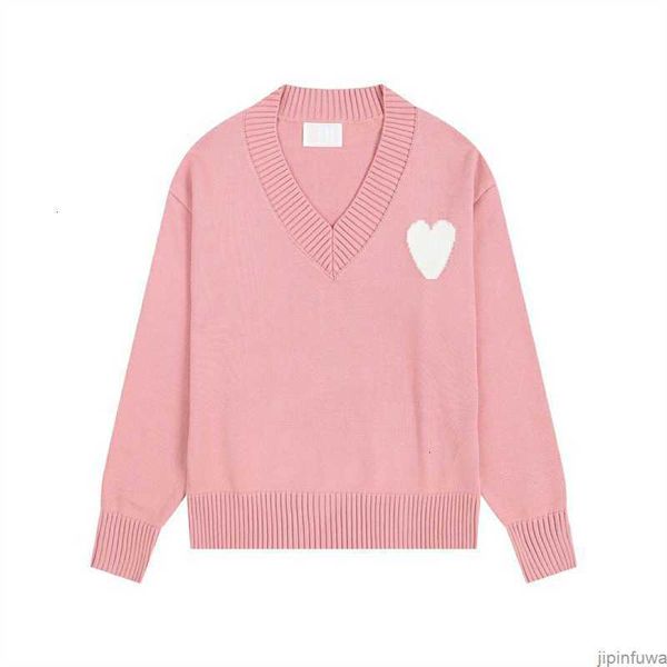 Amiparis Pull Amis AM I Paris Kint Jumper col en v Pull de créateur tendance femme Sweat Coeur Heart Love Jacquard Amisweater Sweat à capuche Pull EF2E