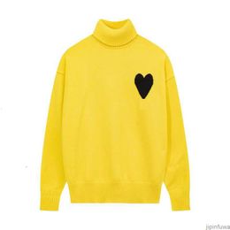 Amiparis Sweater Amis High Collar AM I Paris Jumper Winter Thick Turtleneck Coeur Brodé A-word Heart Love Knit Sweat Women Men Amisweater N64J
