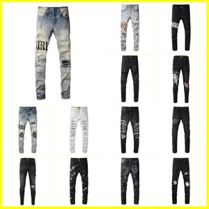 Amirii Jeans Mens Designer Designer Jeans en détresse Biker Slim Fit Motorcycle Denim For Men Top Quality Fashion Mans Mans Hip Hop Pantalon pour Homme 03