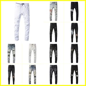 Amirii Jeans Mens Designer Designer Jeans en détresse Biker Slim Fit Motorcycle Denim For Men Top Quality Fashion Mans Mans Hip Hop Pantalon pour Homme 01