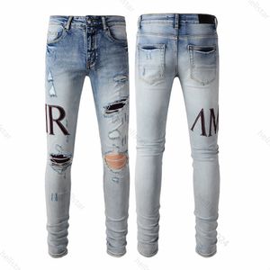 Amirir Jeans Designer Jeans pour hommes Jeans Randonnée Pantalon Ripped Hip Hop High Street Fashion Motorcycle Motorcycle Close Ajustement Purple Jeans Ksubi Jeans