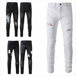 Amirir Jeans Mens Designer Jeans Jeans Denim Pantalon noir Pantalon de qualité haut de gamme Tandage Ripped for Trend Brand Vintage Pant Mens Fold Slim Skinny Fashion A2